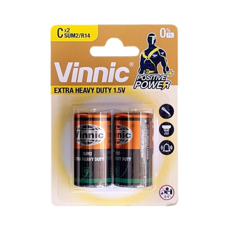 Vinnic Zinc Chloride C Battery 1.5V - 2 Pack