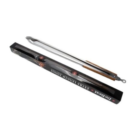 DeBest 80cm Extra-Long Stainless Steel Braai Tongs with Wooden Grip