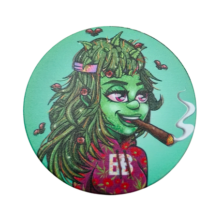 Large Herb Grinder - 4 Piece - Leaf Character Designs - Green