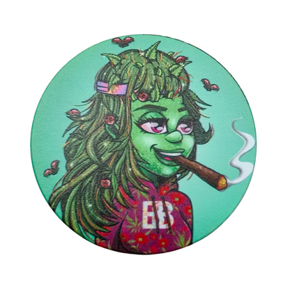 Large Herb Grinder - 4 Piece - Leaf Character Designs - Green