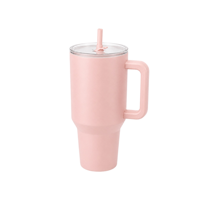 Handled Tumbler With Straw Lid - White