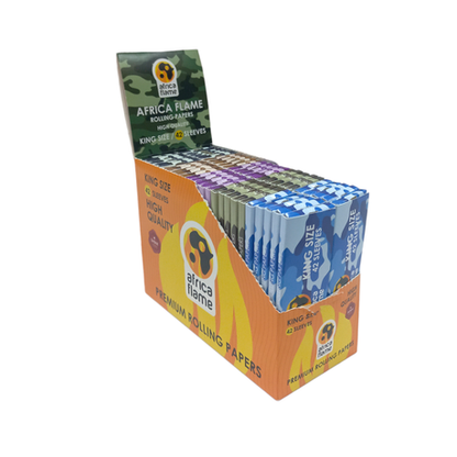 Africa Flame Rolling Paper King Size - 50 Booklets - Army - 4 Pack
