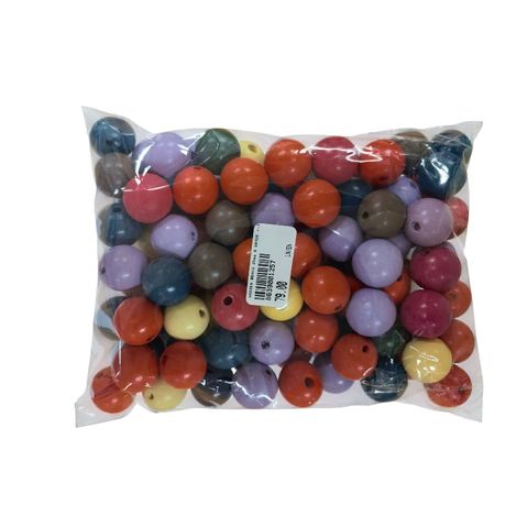 Wooden Beads - Mixed Colors - 30mm +- 50 Pieces