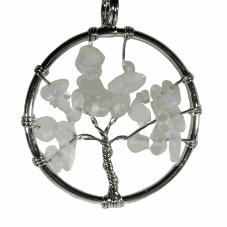 Earth Stone Collection - Round Opal Tree Of Life Stone Necklace