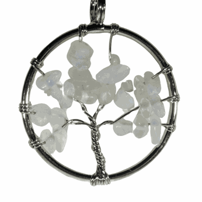 Earth Stone Collection - Round Opal Tree Of Life Stone Necklace