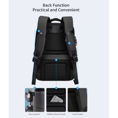Hard Shell Large Capacity Business Travel Backpack - Black