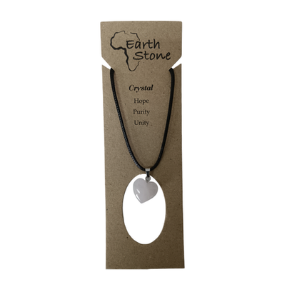 Earth Stone Collection - Heart Clear Quartz Stone Necklace