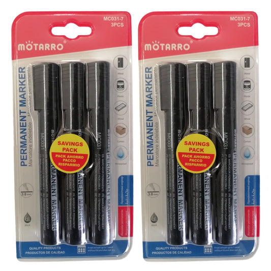 Motarro Permanent Marker 3 Piece Set - 2 Pack - Black 3.0mm