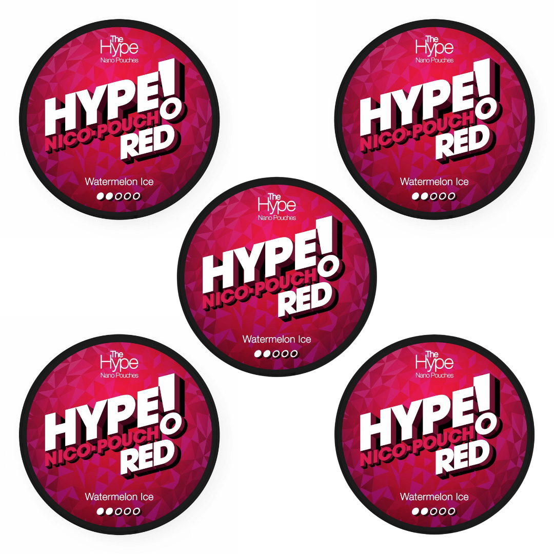 Hype Nicotine Pouches - 15 Nano Pouches 8mg - 5 Pack - Watermelon Ice