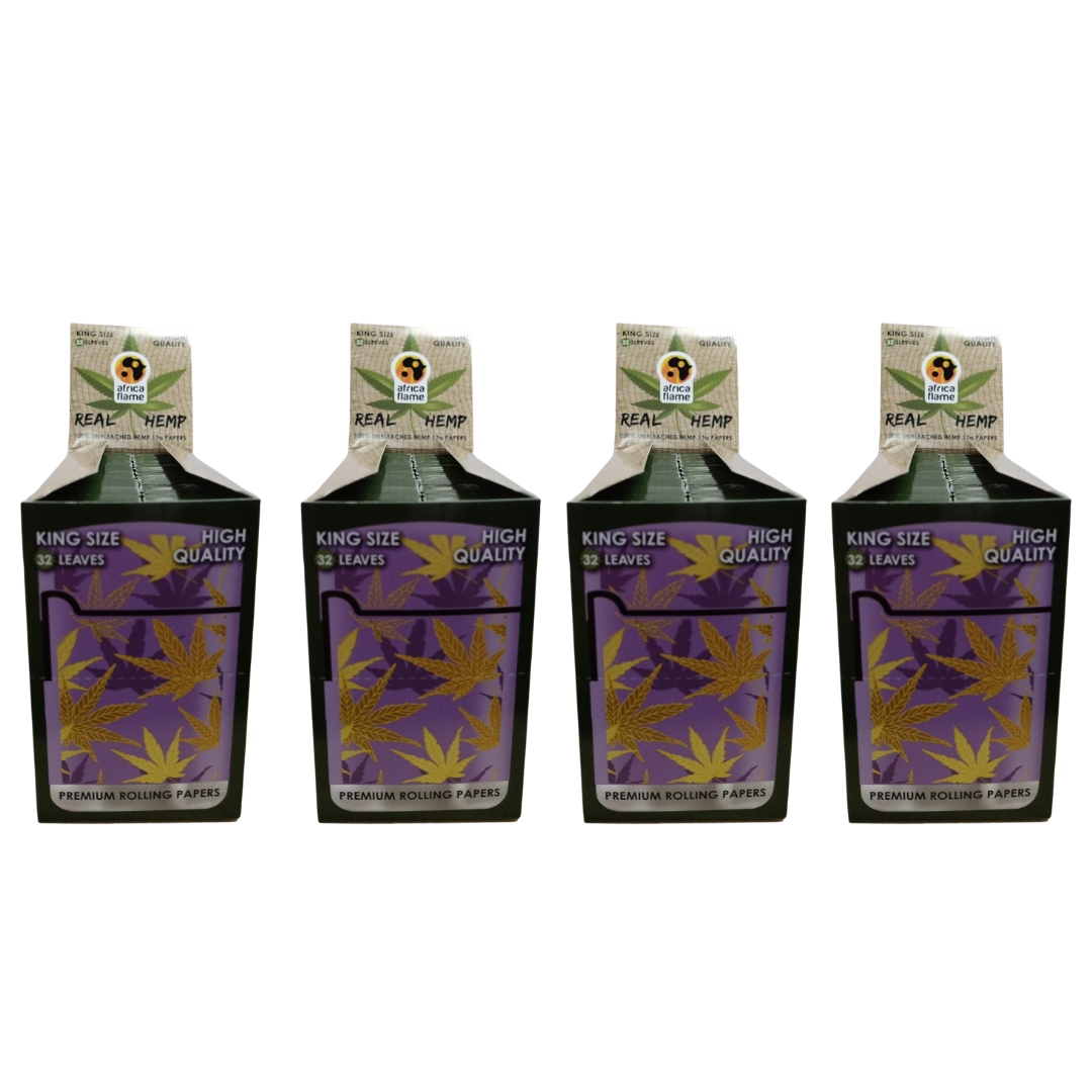 Africa Flame 100% Hemp Rolling Paper - 50 Booklets - Lilac - 4 Pack