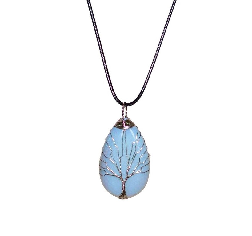 Earth Stone Collection - Wire Tree Of Life - Opal Stone Necklace