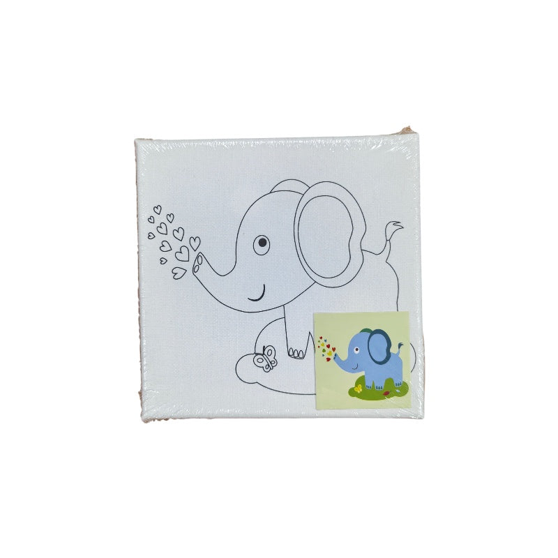Keep Smiling Printed Canvas with Paint - 14.5 × 14.5 cm - Elephant
