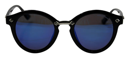 Lentes & Marcos "Blom" UV400 Black/Blue Round Reflective Sunglasses