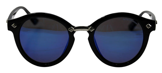 Lentes & Marcos "Blom" UV400 Black/Blue Round Reflective Sunglasses