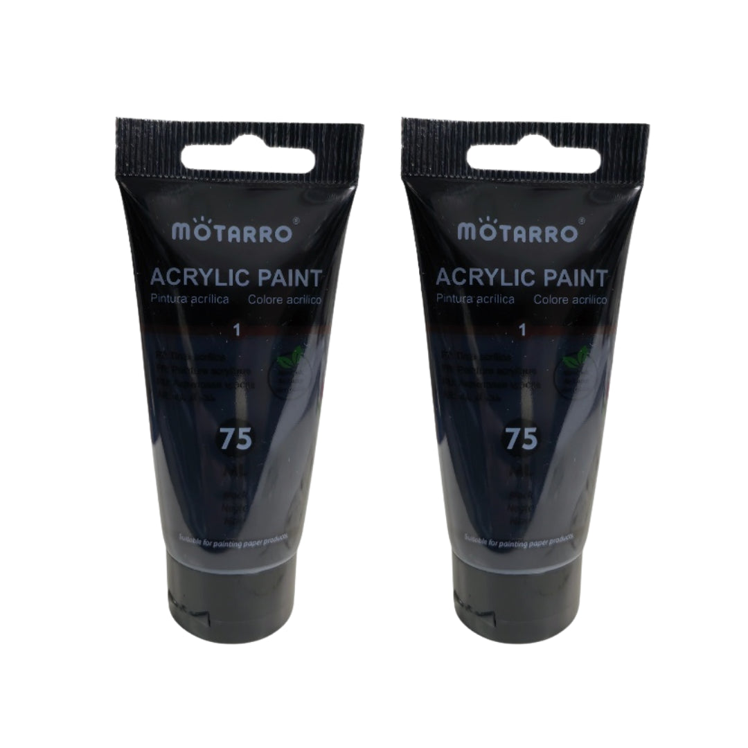 Motarro Acrylic Paint 75ml - 2 Pack - Black