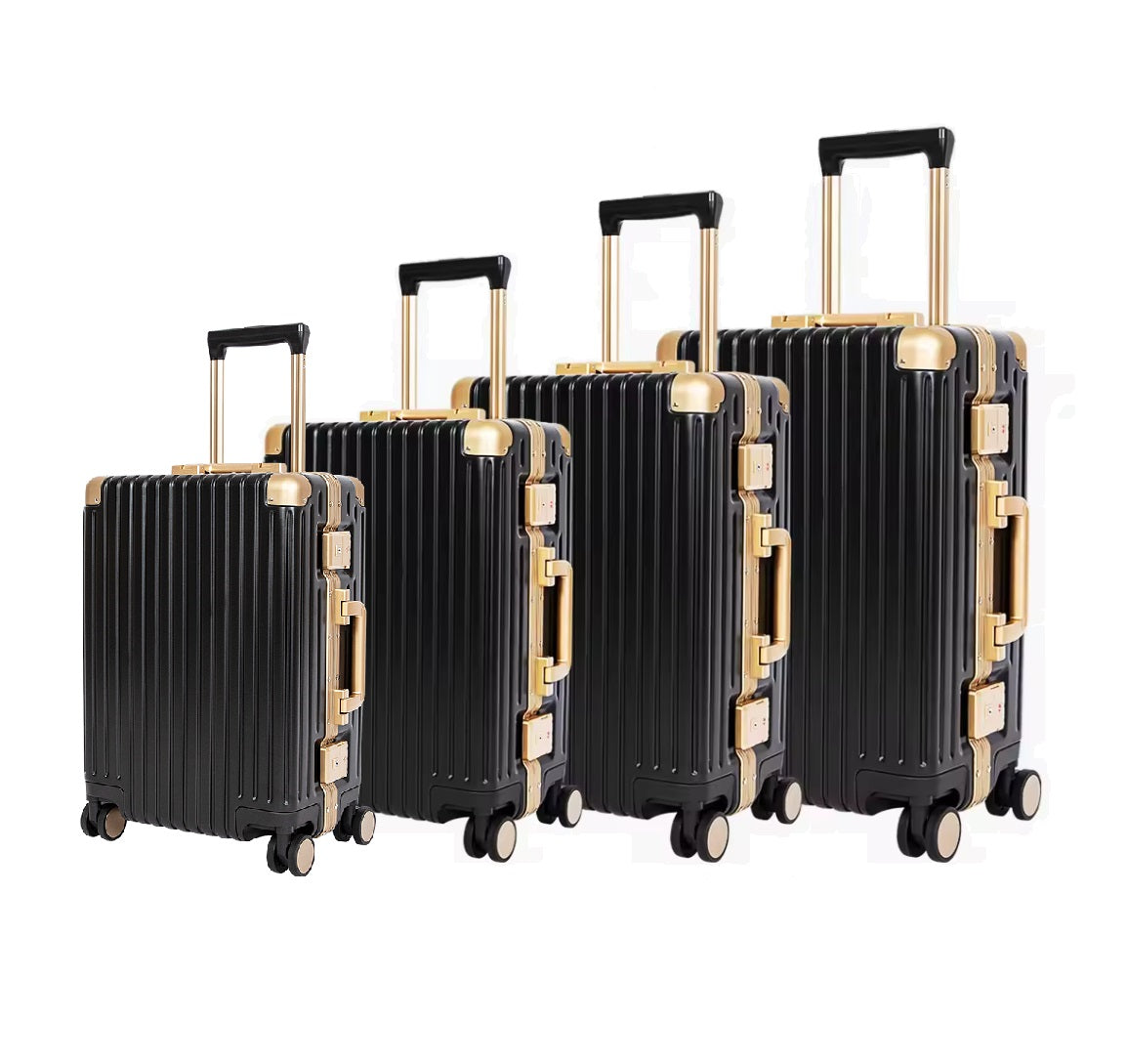 Classic Aluminum Frame Travel Suitcase - 4 Piece Set
