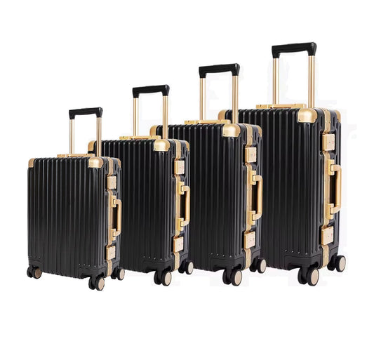 Classic Aluminum Frame Travel Suitcase - 4 Piece Set