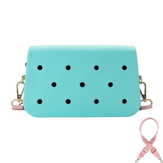 Coco EVA Croc Crossbody Bag - Lightweight Waterproof Shoulder Bag - Pastel Blue
