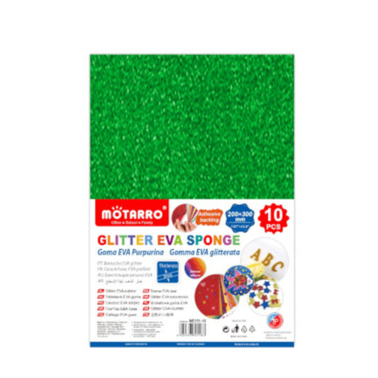 Motarro Eva Sponge A4 10 Pieces - Green Glitter