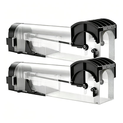 2-Pack Eco Plastic Humane Mouse Trap, Reusable Safe Live Catch Cage