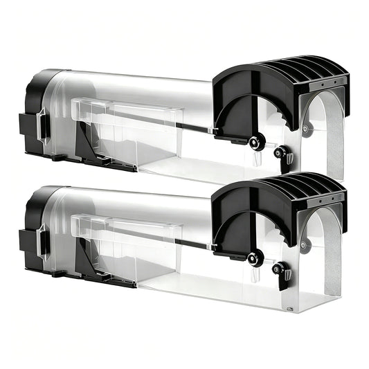 2-Pack Eco Plastic Humane Mouse Trap, Reusable Safe Live Catch Cage