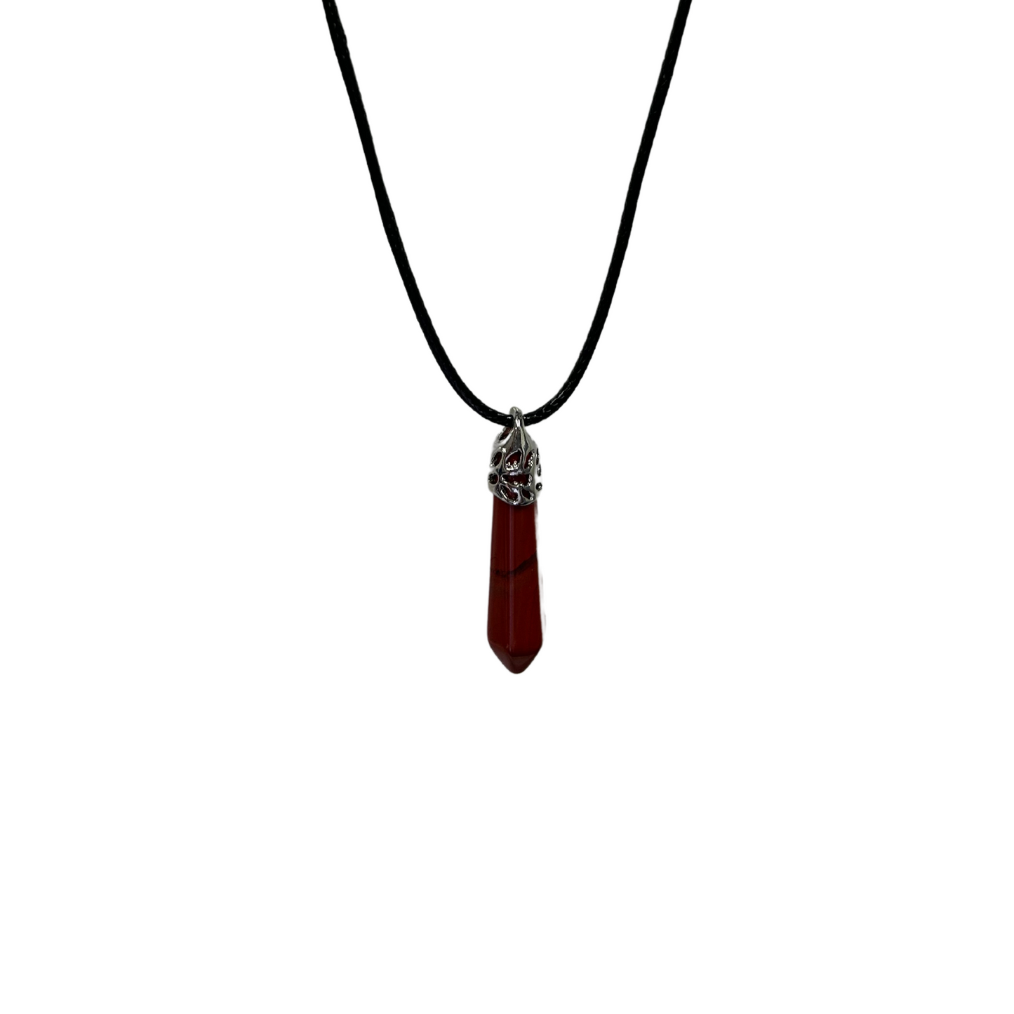 Earth Stone Collection - Ice Drop Red Jasper Crystal Stone Necklace