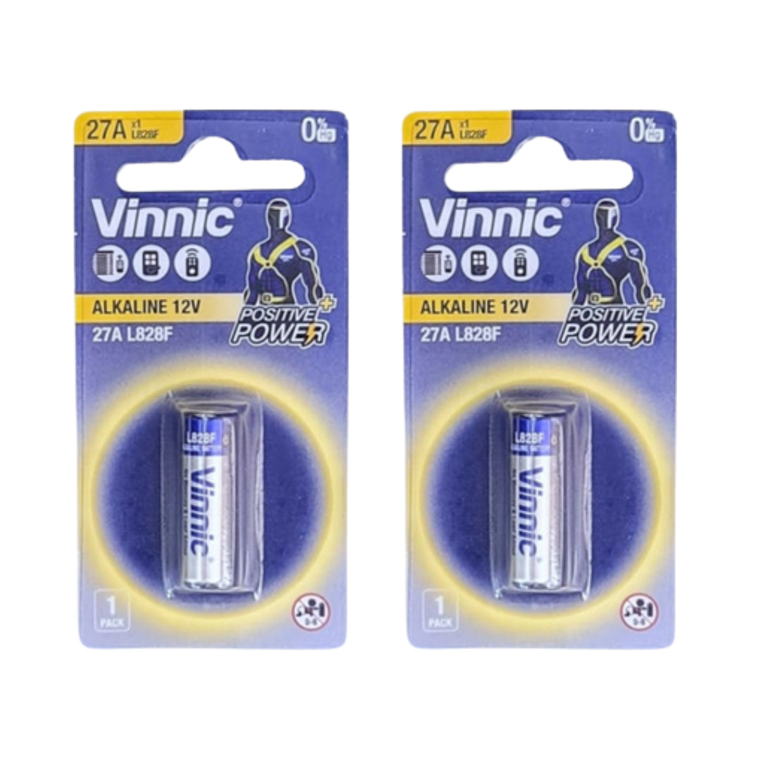 Vinnic Alkaline 12V A27 Battery Single - 2 Pack