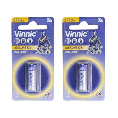 Vinnic Alkaline 12V A27 Battery Single - 2 Pack
