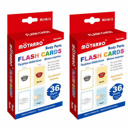 Motarro Flash Cards 36 Sheets - 2 Pack - Body Parts