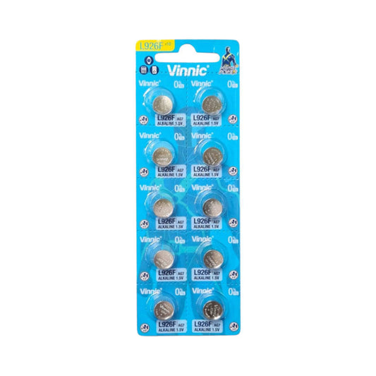 Vinnic AG7 / LR9267 Alkaline Button Cell Battery 1.5V - 10 Pack