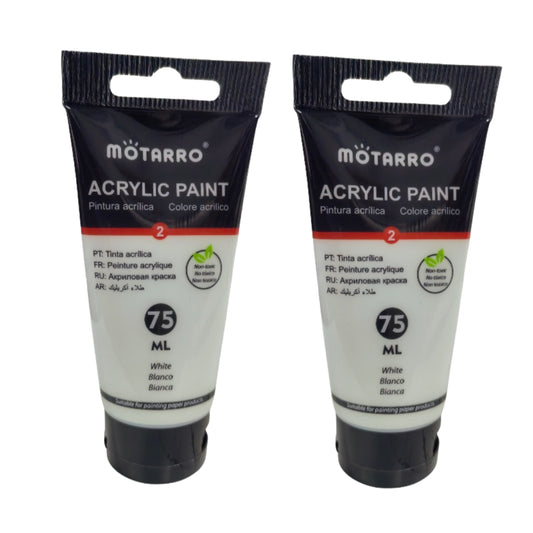 Motarro Acrylic Paint 75ml - 2 Pack - White