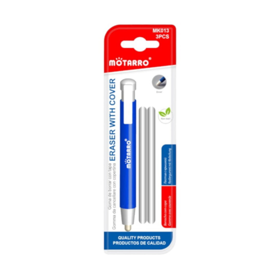 Motarro Eraser With Cover 3 PCS - Blue