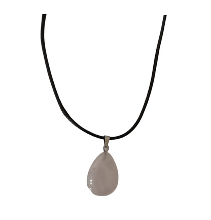 Earth Stone Collection - Teardrop Rose Quartz Stone Necklace
