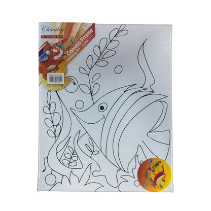 Printed Canvas with Paint Set - 24 × 30 cm - Fish