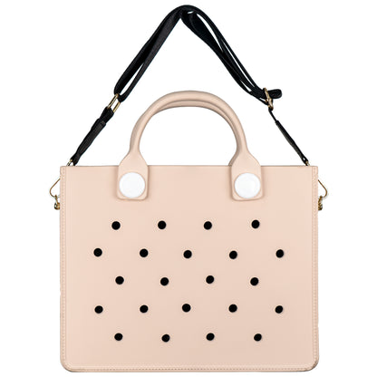 Nana EVA Croc Bag with Shoulder Strap - Lightweight Waterproof Tote Handbag - Beige