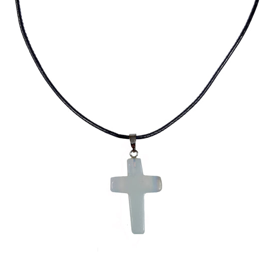 Earth Stone Collection - Cross Opal Stone Necklace