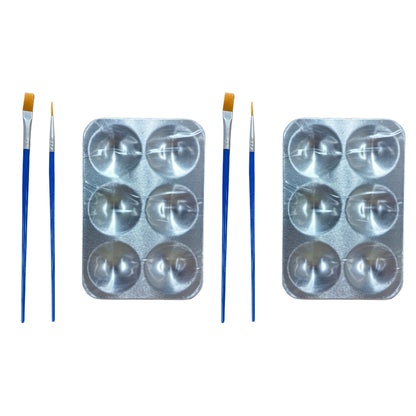 Motarro Paint Palette 6-Grid Metallic Rectangle - 2 Pack