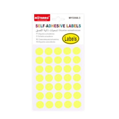 Motarro Self Adhesive Labels 5 Sheets - Yellow