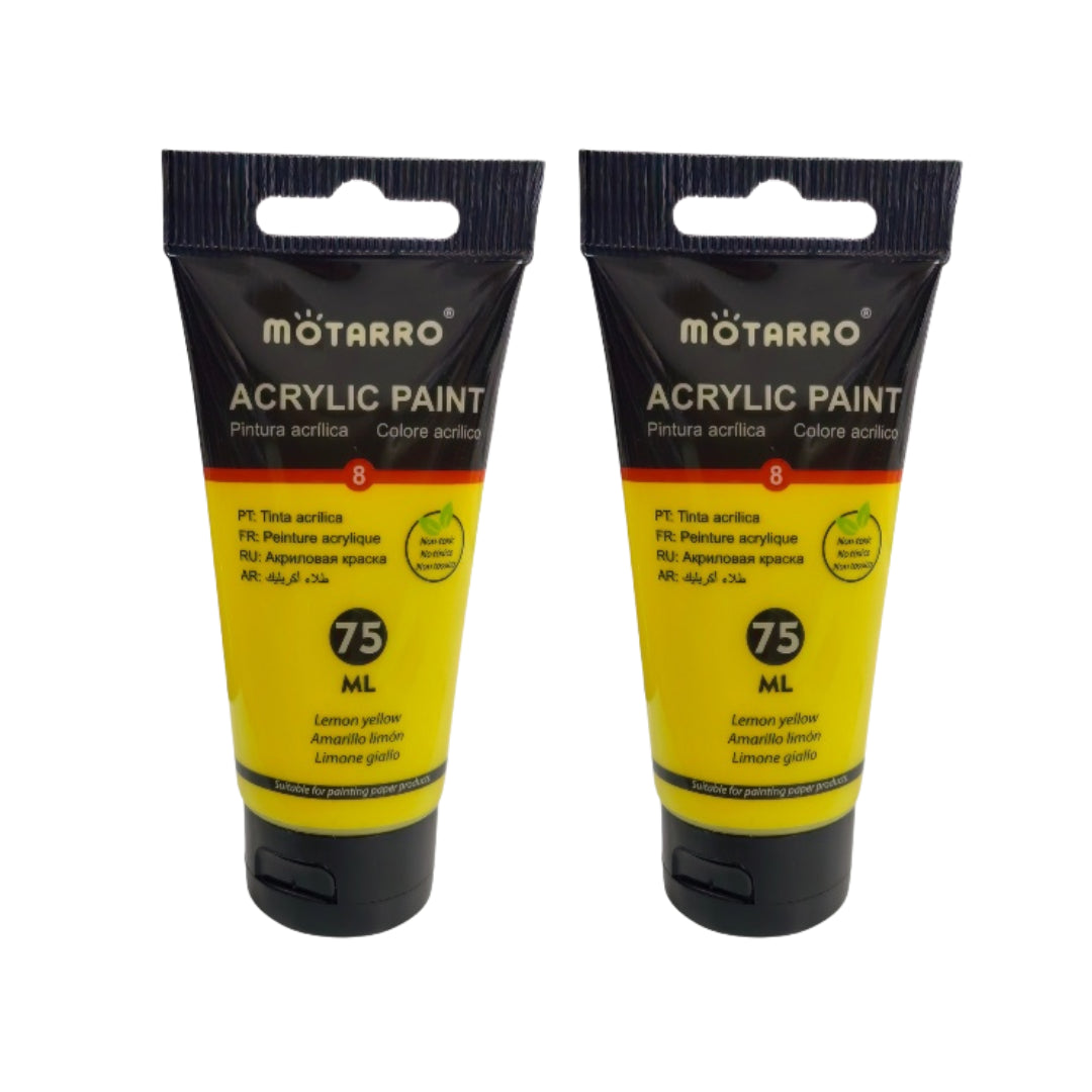 Motarro Acrylic Paint 75ml - 2 Pack - Lemon Yellow