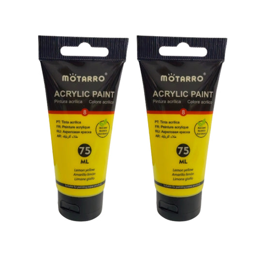 Motarro Acrylic Paint 75ml - 2 Pack - Lemon Yellow