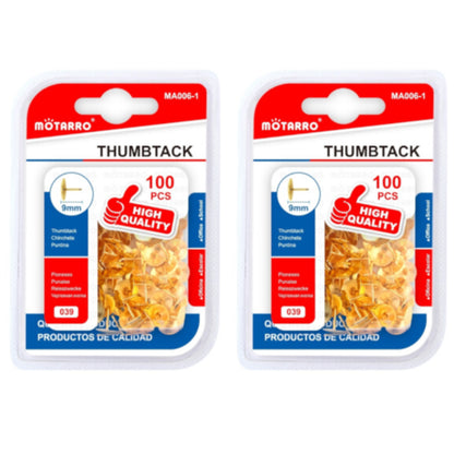 Motarro Thumbtack 9mm 100PCS - 2 Pack - Gold