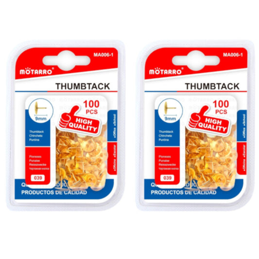 Motarro Thumbtack 9mm 100PCS - 2 Pack - Gold