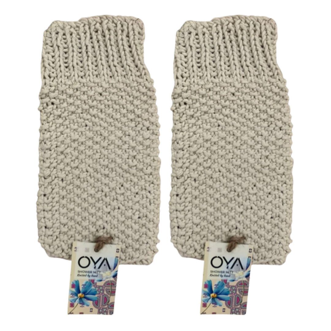 Oya Shower Mitt White 2 Pack