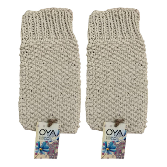 Oya Shower Mitt White 2 Pack