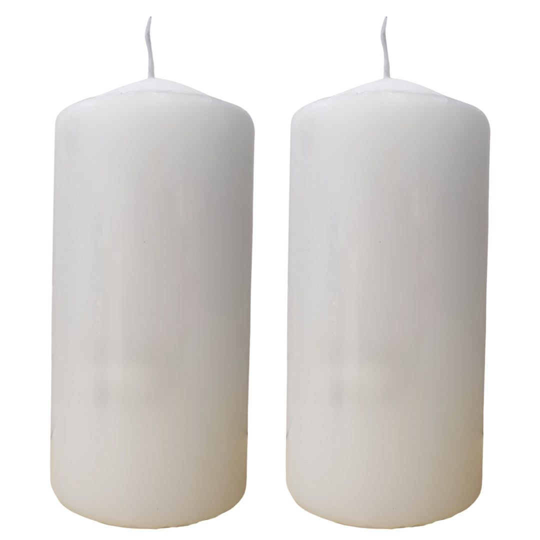 Candle Pillar - 2 Pack - White 6x12.5cm
