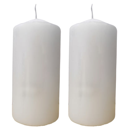 Candle Pillar - 2 Pack - White 6x12.5cm
