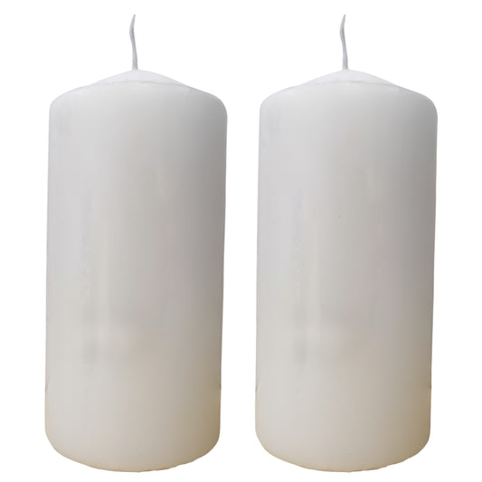 Candle Pillar - 2 Pack - White 6x12.5cm
