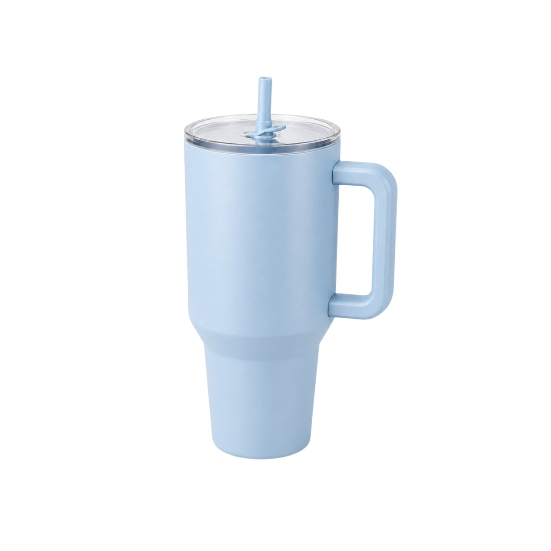 Handled Tumbler With Straw Lid - Light Blue