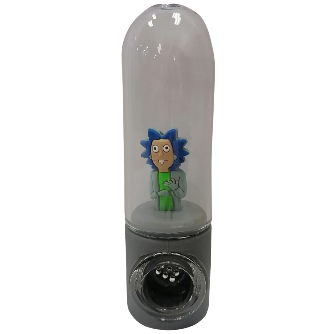 Silicone Rasta Pipe - Character in Glass - Drunk Rick Sanchez
