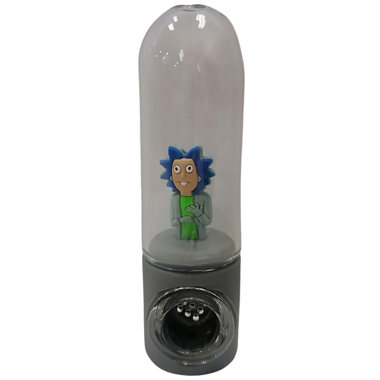 Silicone Rasta Pipe - Character in Glass - Drunk Rick Sanchez